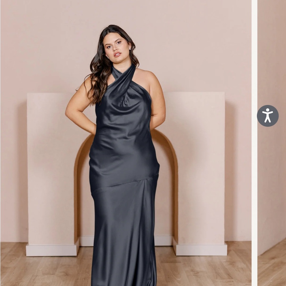 Revelry athena black satin dress